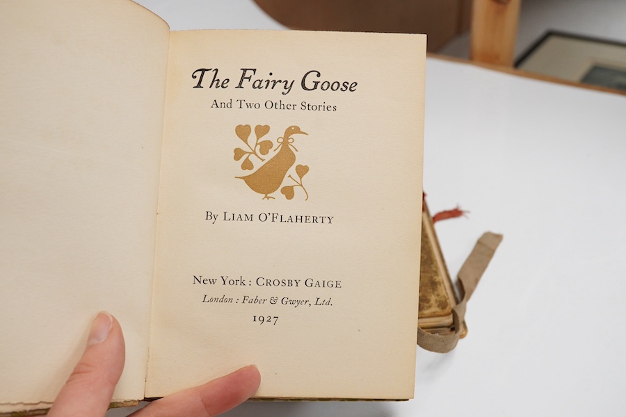 Mixed books; MacMichael, William - The Gold-Headed Cane, [Medical biography], London: John Murray, 1827; O'flaherty, Liam - The Fairy Goose and Two other Stories, Crosby Gaige New York, 1927, 4to., first edition, signed;